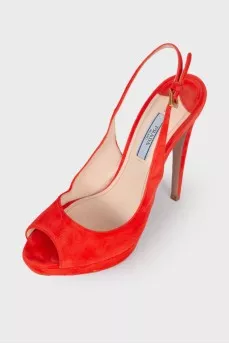 Suede heeled sandals