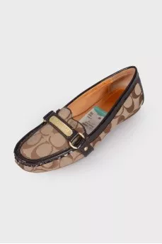 Textile loafers with brand logo