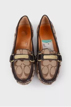 Textile loafers with brand logo