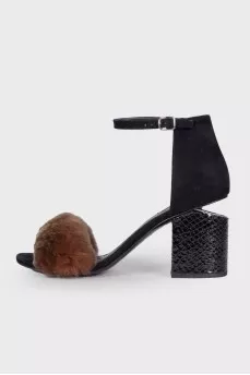 Abby Fur Tilt-Heel sandals