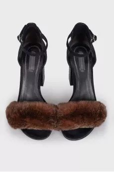 Abby Fur Tilt-Heel sandals