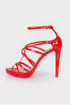 Patent sandals and red