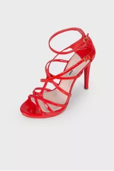 Patent sandals and red