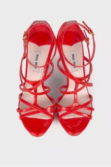 Patent sandals and red