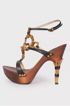 Sandals on a wooden platform