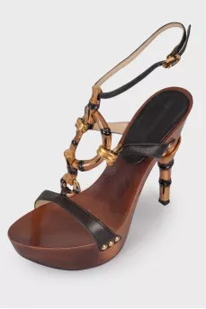 Sandals on a wooden platform