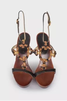 Sandals on a wooden platform