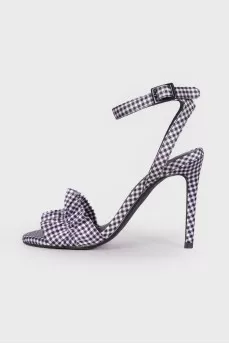 Checked textile sandals