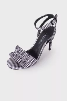 Checked textile sandals