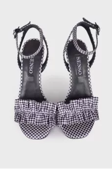 Checked textile sandals