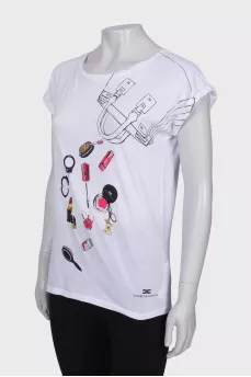 White T-shirt in print