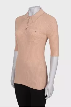 Beige polo shirt with pocket