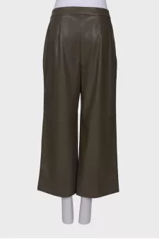 Olive eco leather culottes trousers