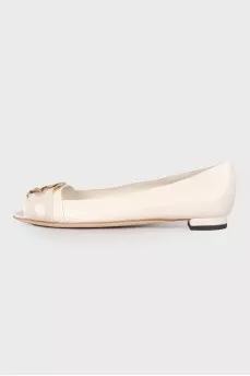 Open toe leather ballerina shoes