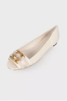 Open toe leather ballerina shoes