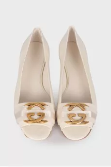 Open toe leather ballerina shoes