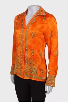 V-neck silk shirt