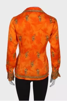 V-neck silk shirt