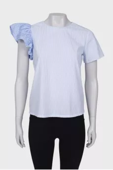 White blouse with blue stripes