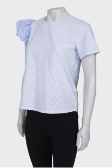 White blouse with blue stripes