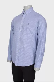 Men's light blue plaid shirt