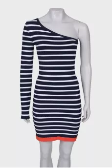 Off-the-shoulder striped dress