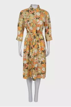 Linen maxi dress in print