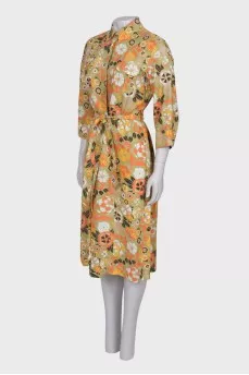 Linen maxi dress in print