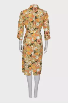 Linen maxi dress in print