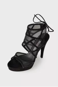 Heeled mesh sandals