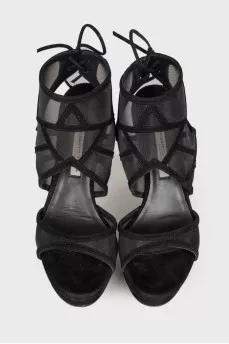 Heeled mesh sandals