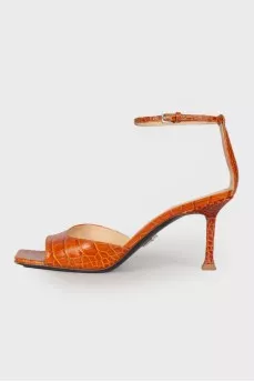 Embossed leather sandals