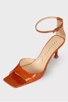 Embossed leather sandals