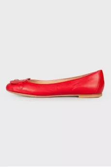 Red leather ballerina shoes