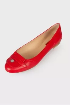 Red leather ballerina shoes
