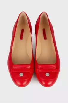 Red leather ballerina shoes