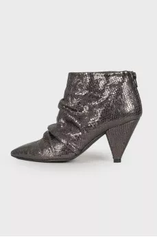 Embossed leather ankle boots