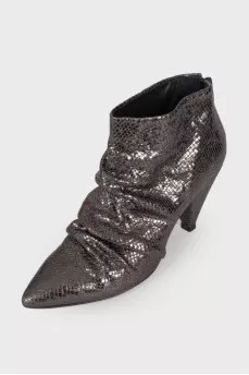 Embossed leather ankle boots