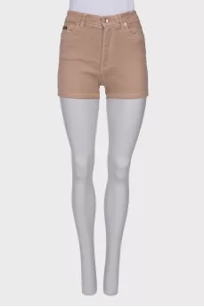 Beige high-waisted shorts