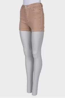 Beige high-waisted shorts