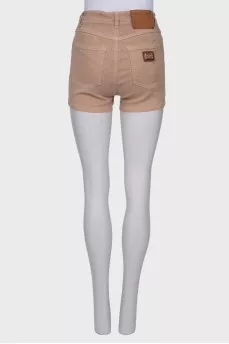 Beige high-waisted shorts