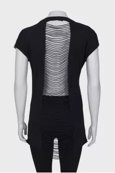Black and white t-shirt decorated with rhinestones