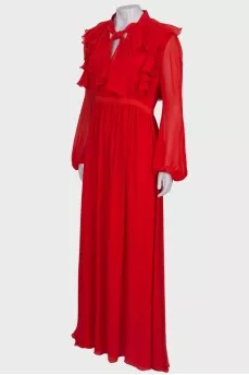 Red ruffle maxi dress