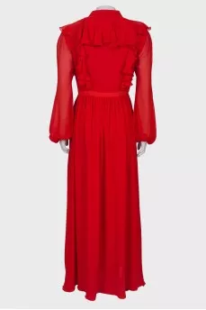Red ruffle maxi dress