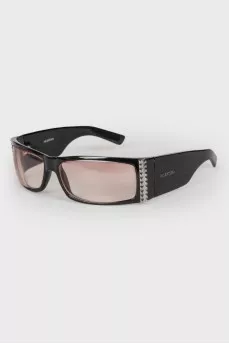 Black rectangular glasses with rhinestones