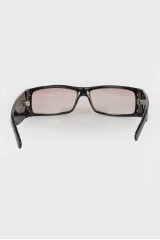 Black rectangular glasses with rhinestones