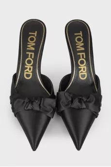 Textile mules with a bow