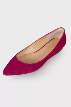Raspberry suede ballerinas