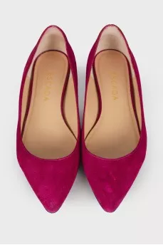 Raspberry suede ballerinas
