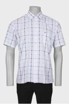 Men's white plaid shirt